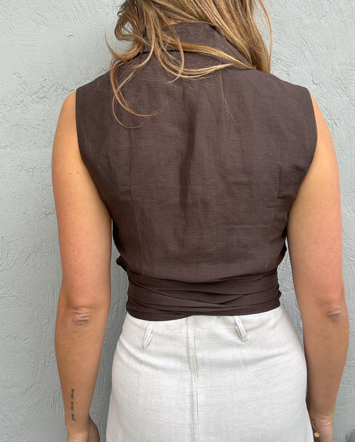 Country Road Chocolate Wrap Top // Size 10