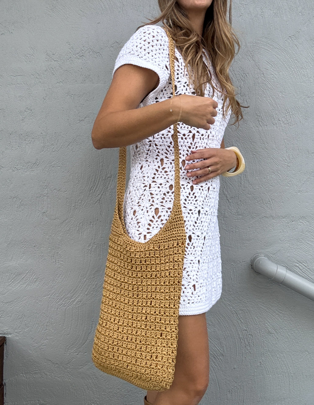 Woven Crochet Slouch Bag
