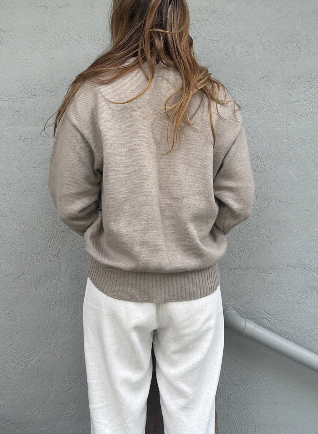 Vintage Taupe Textured Knit Sweater // Size XL