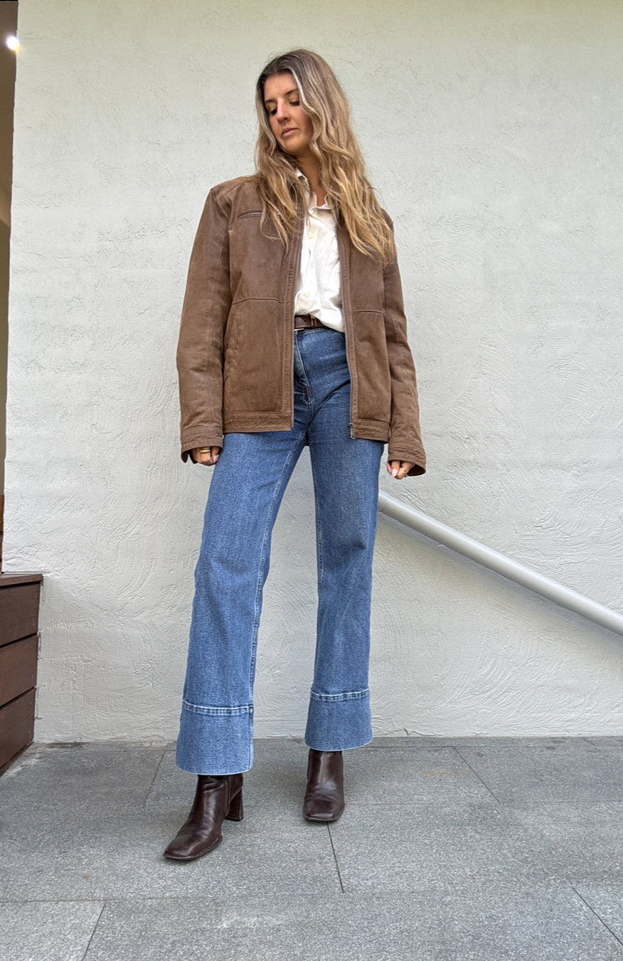 90s Suede Leather Jacket // Size L