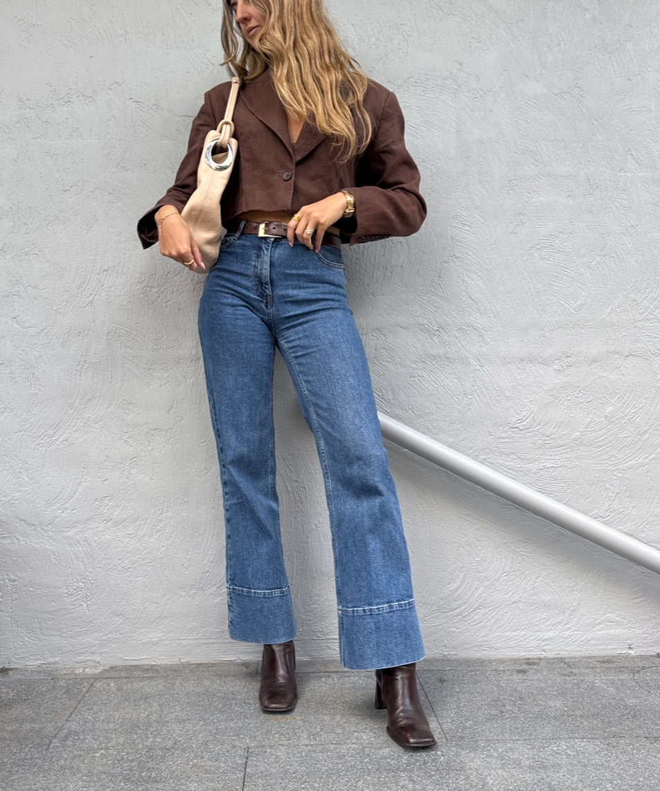 Country Road Cropped Linen Blazer // Size 10
