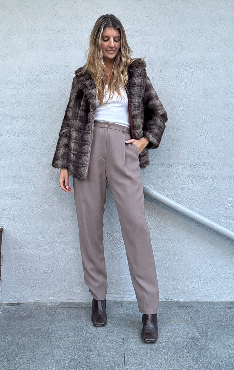 Vintage Taupe Trousers // Size 8-10