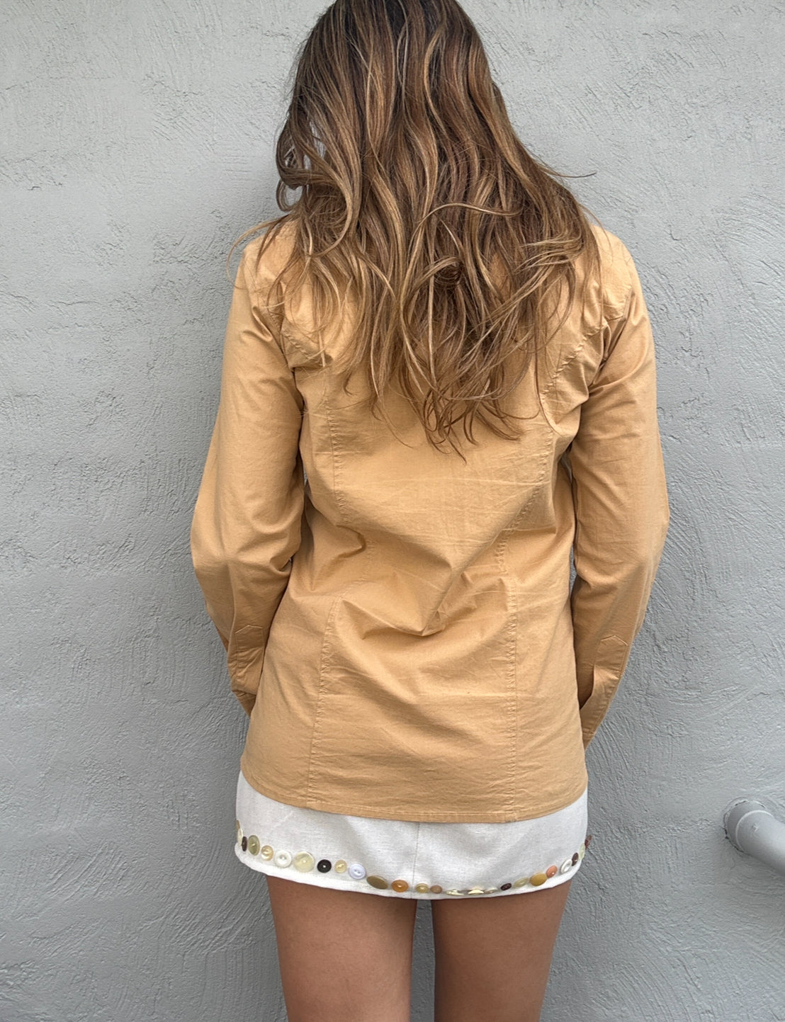 Camel Zip Front Shirt // Size