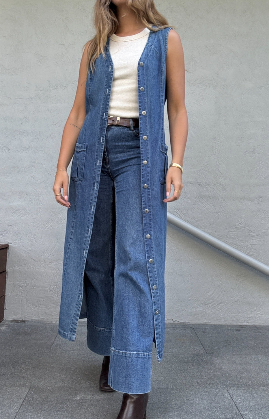 Vintage Denim Maxi Dress // Size 10