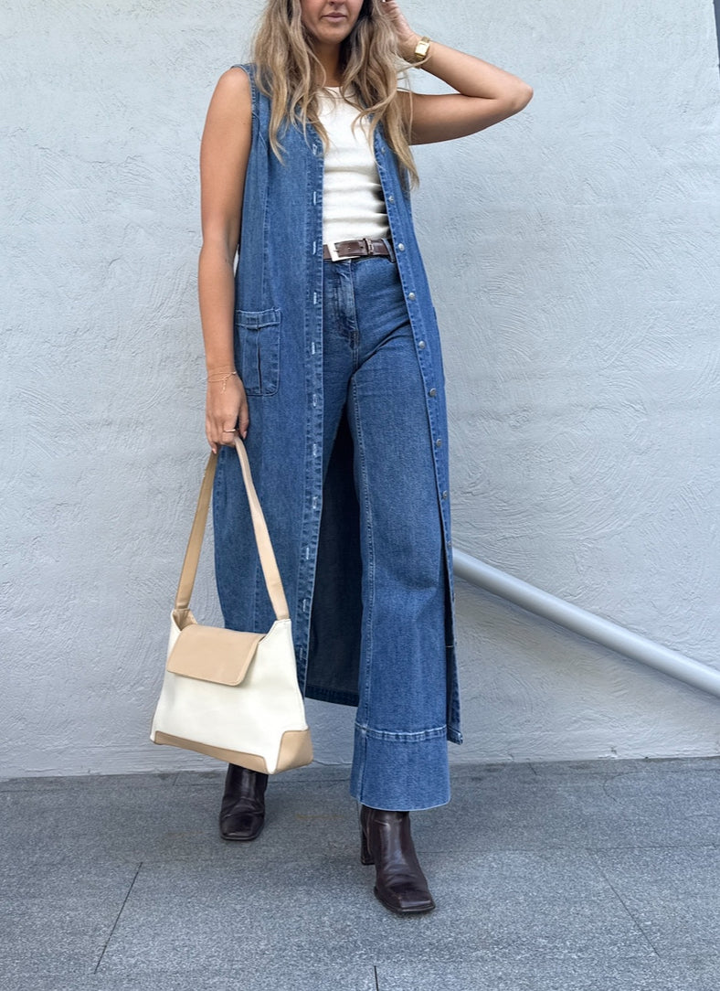 Vintage Denim Maxi Dress // Size 10