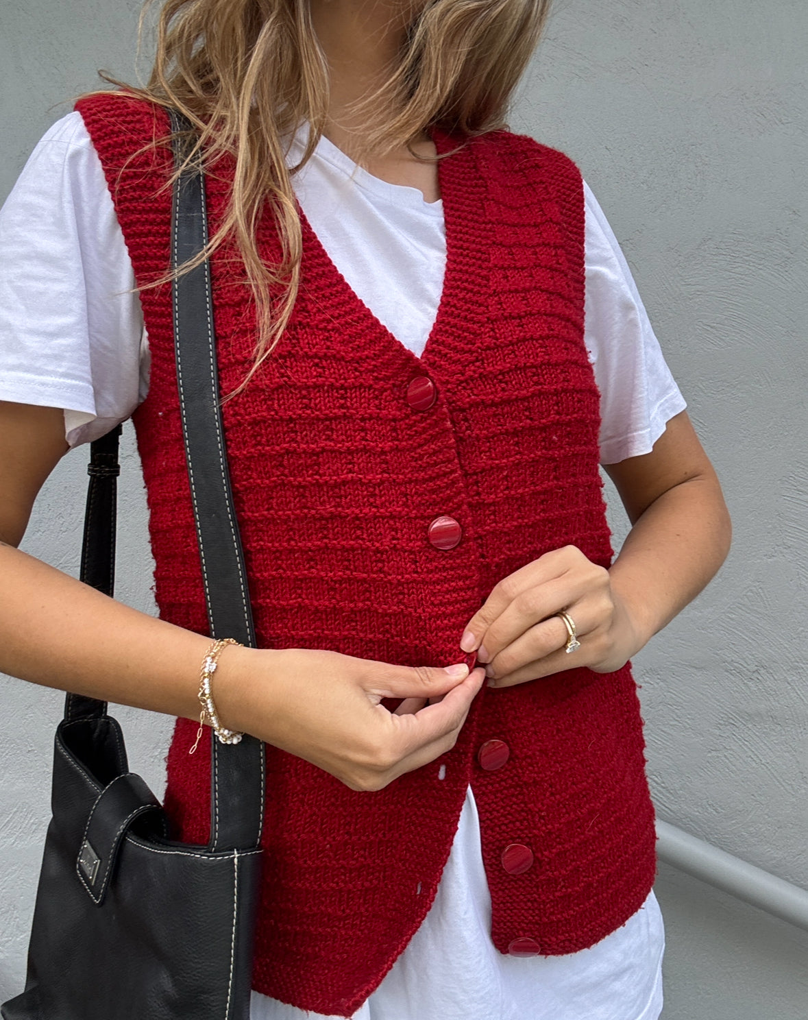 Handmade Button Up Knit Vest // Size 6-10