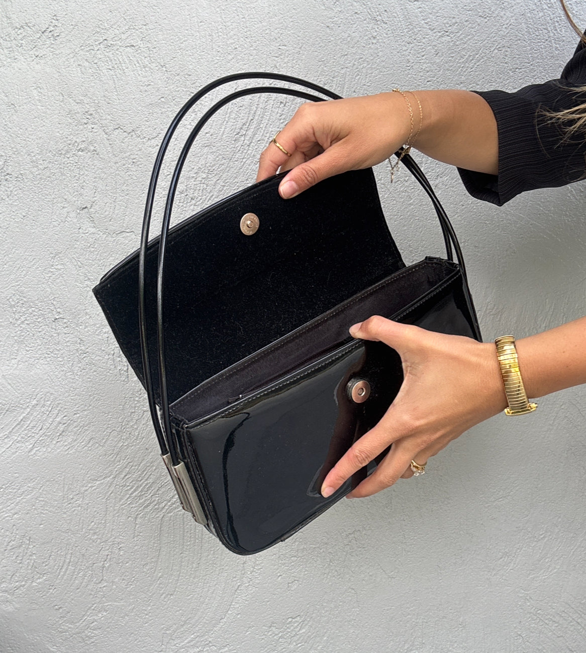 Vintage Palazzo Black Patent Shoulder Bag
