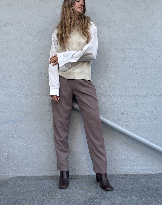 Vintage Taupe Trousers // Size 8-10