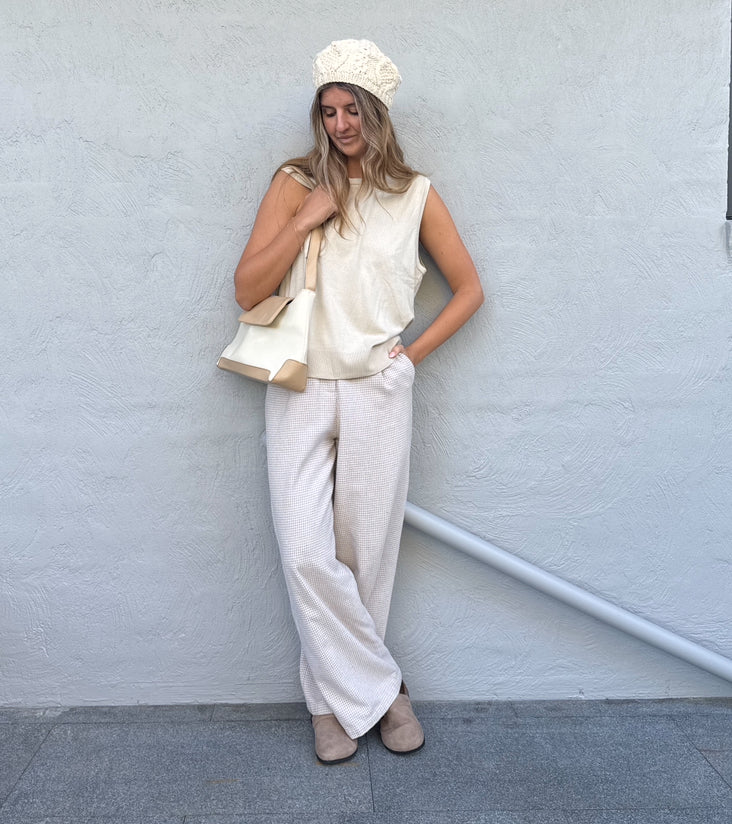 Vintage Cream & Tan Shoulder Bag