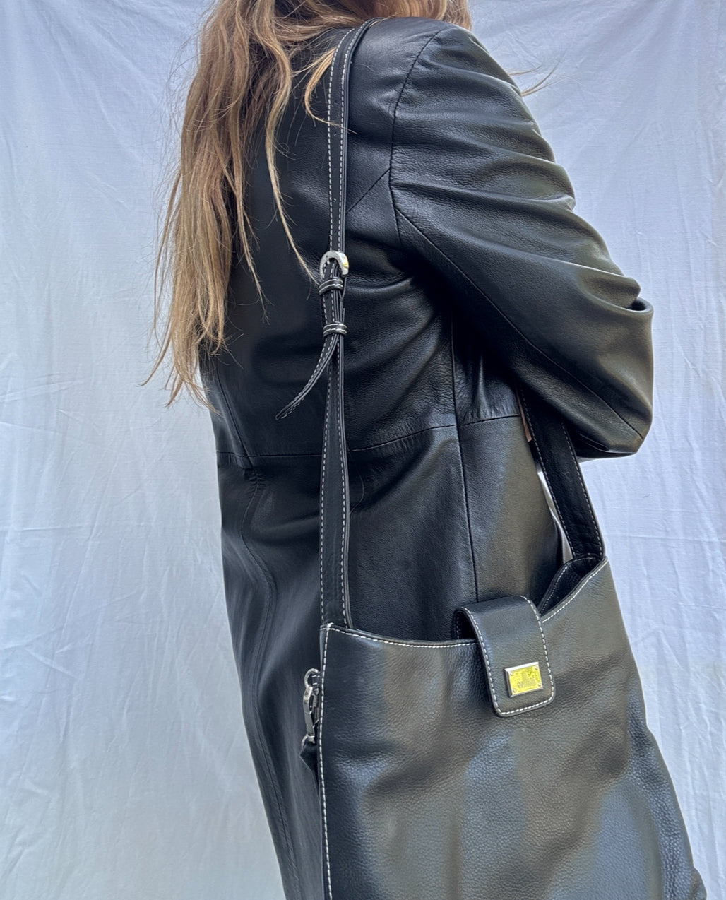Vintage Cellini Black Leather Shoulder Bag