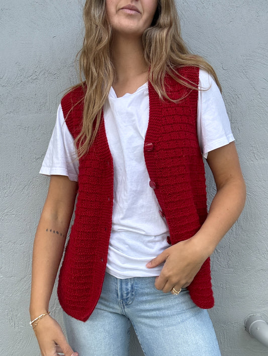 Handmade Button Up Knit Vest // Size 6-10