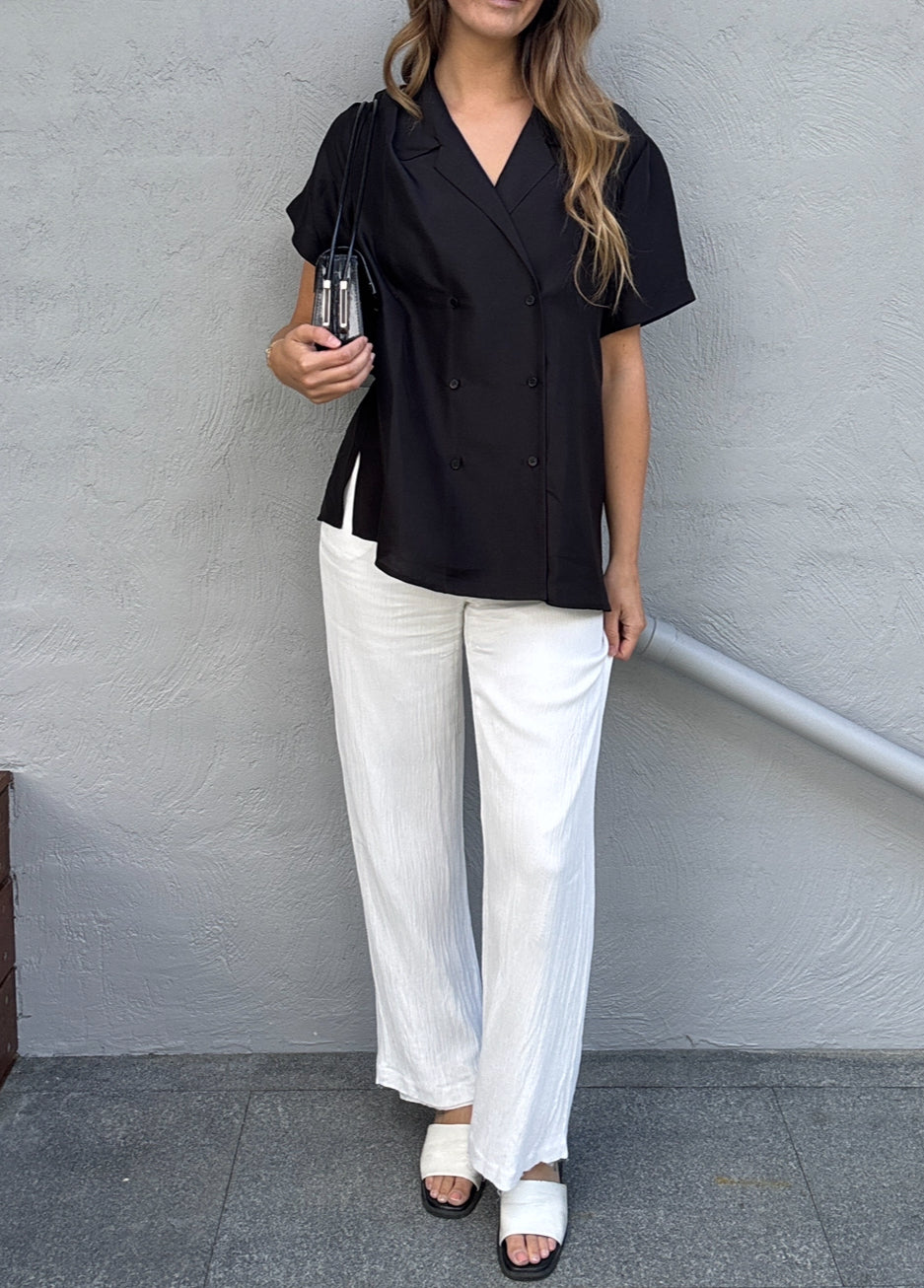 Oroton Silk Double Breasted Blouse // Size 12