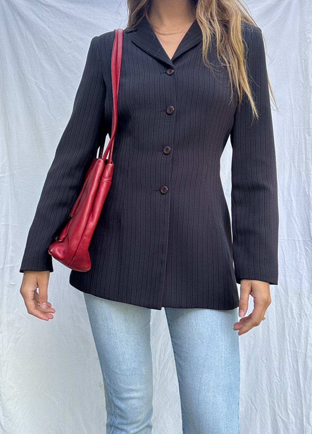 90s Pinstripe Blazer // Size 12