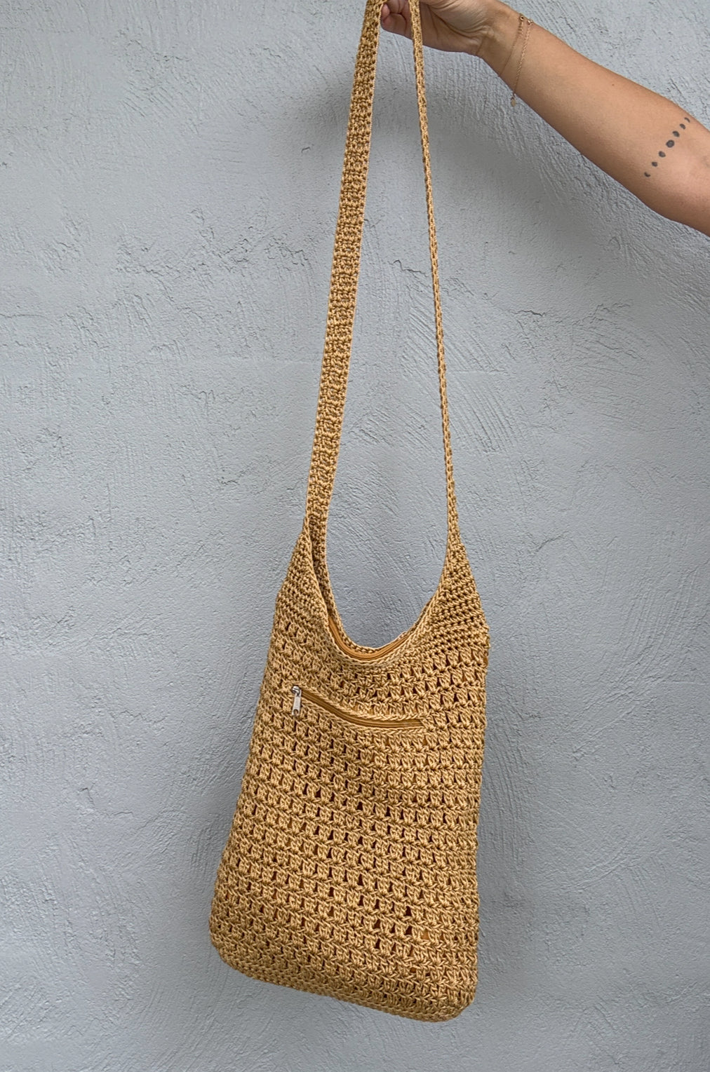 Woven Crochet Slouch Bag