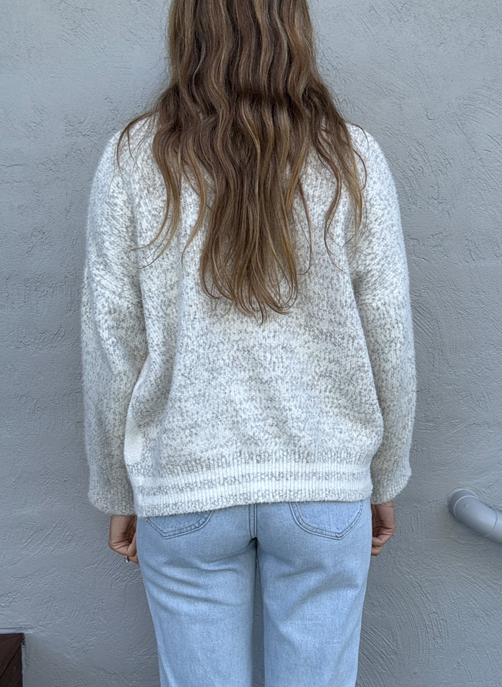White and Grey Speckled Cardigan // Size 6-10