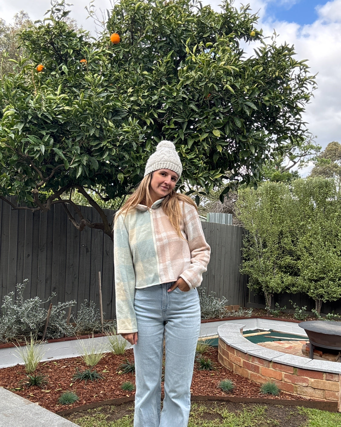 Sunday Snug Cropped Bomber - Oat Sky