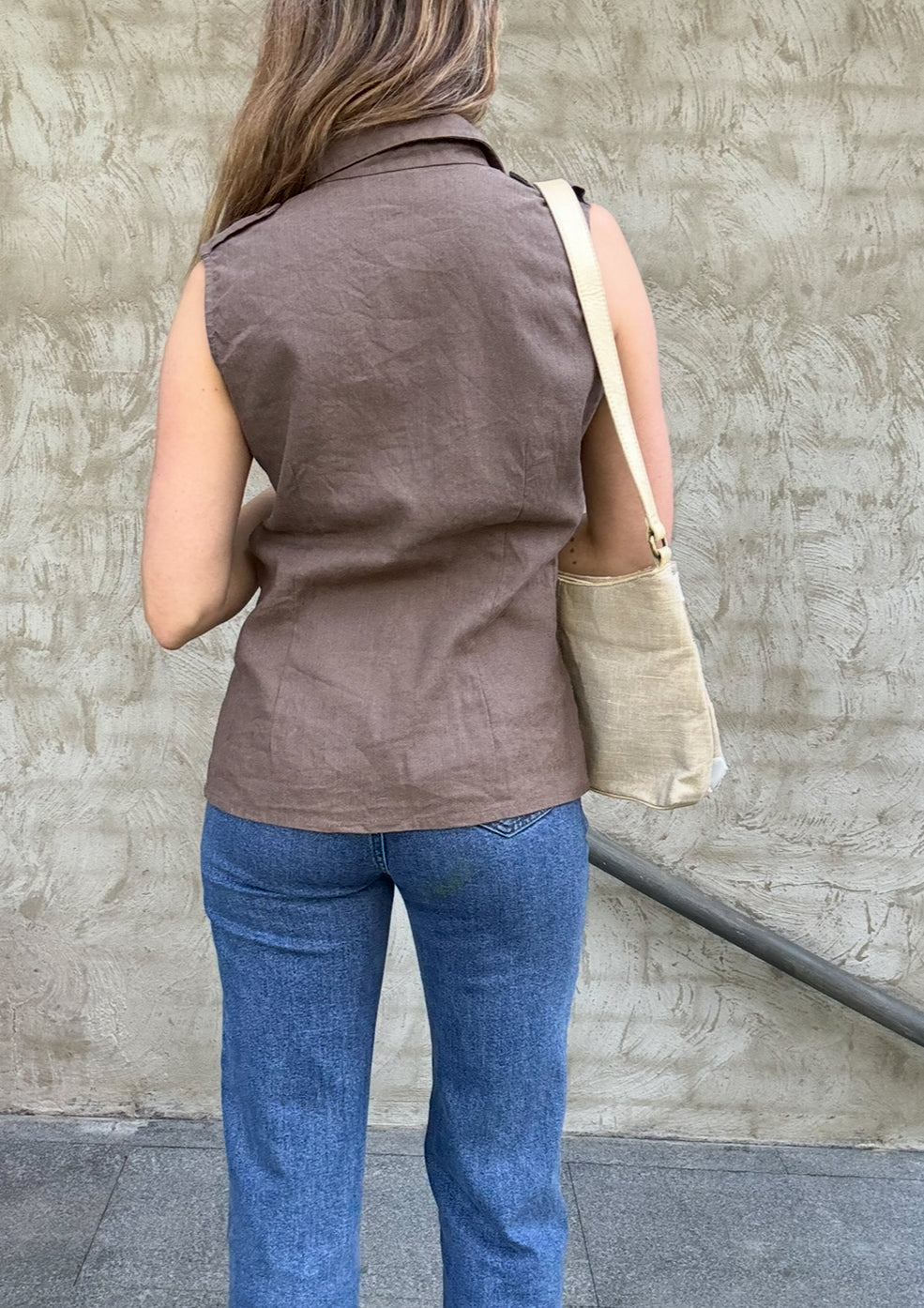 Chocolate Linen Vest Top // Size 12
