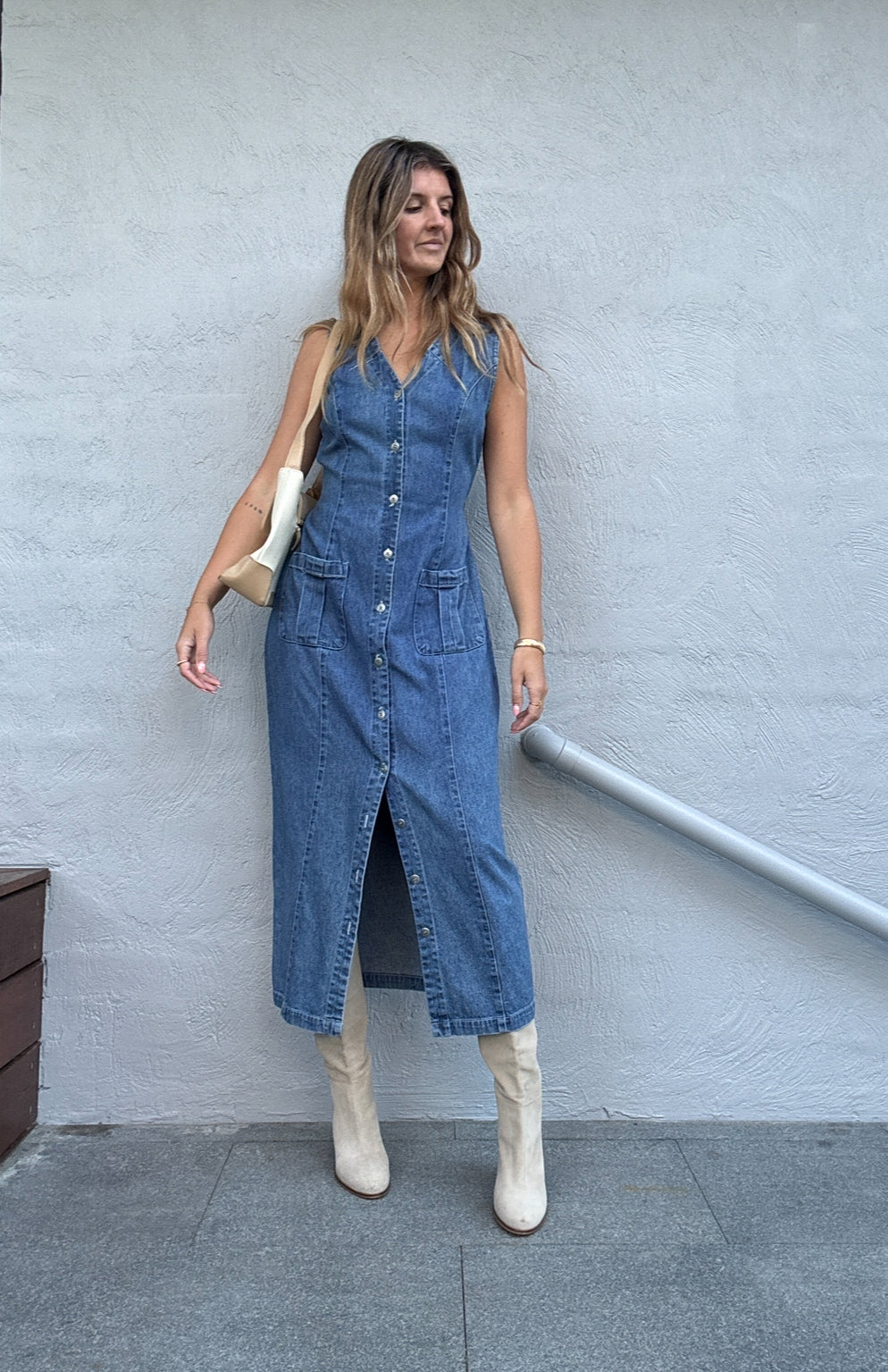 Vintage Denim Maxi Dress // Size 10
