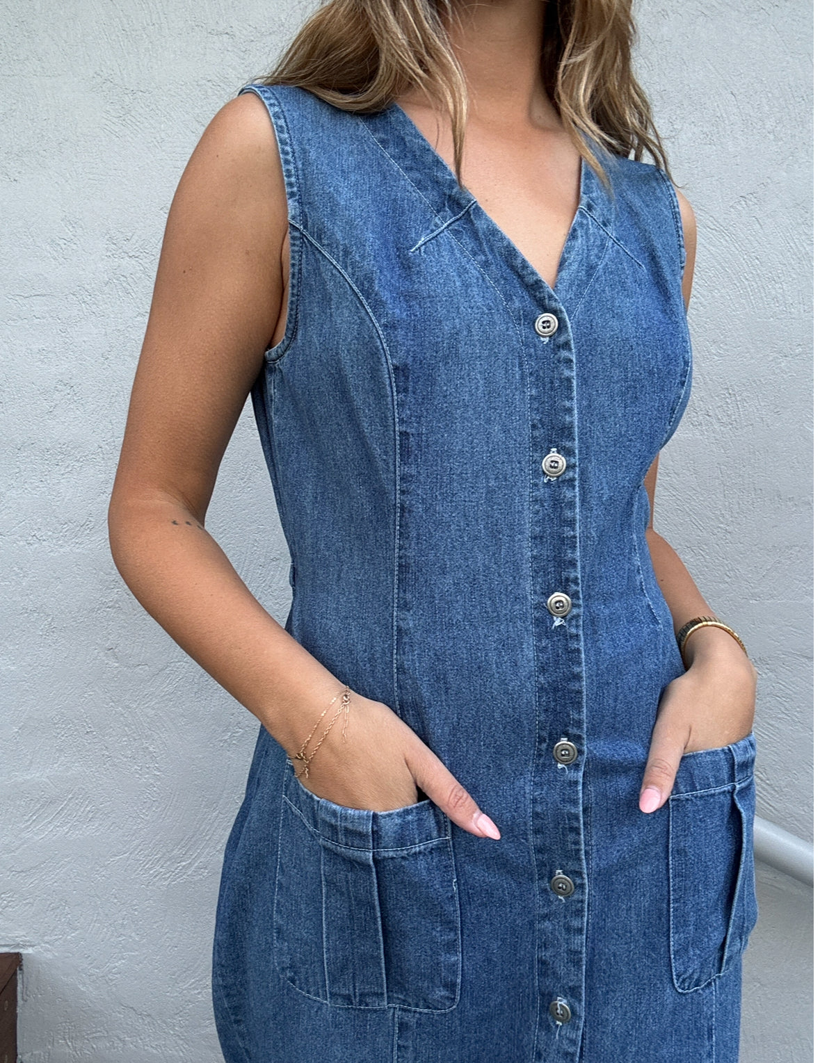 Vintage Denim Maxi Dress // Size 10