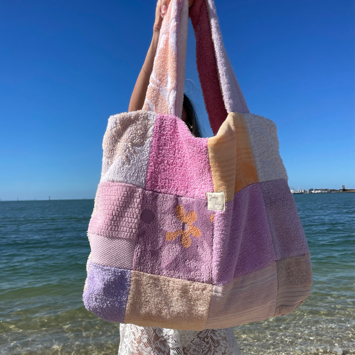 RETOWEL Large Patchwork Bag // Summer Garden