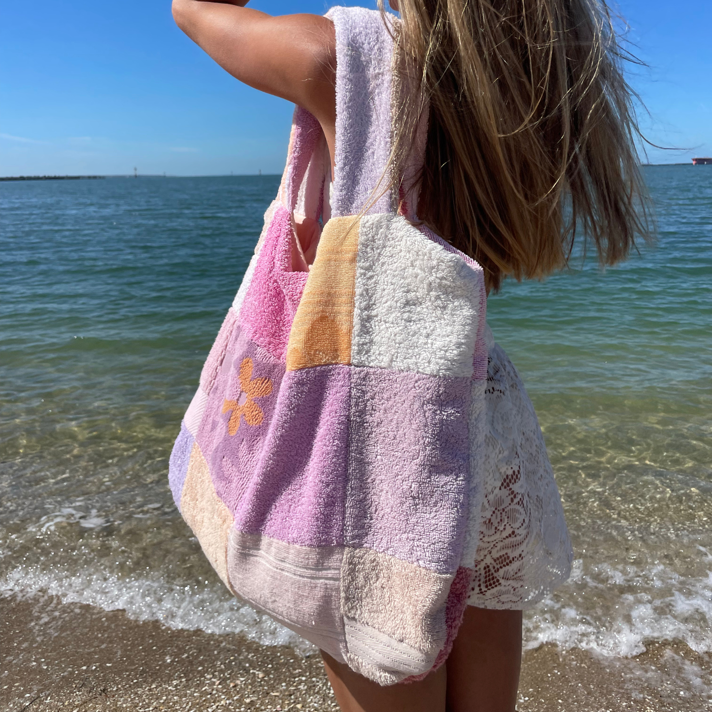 RETOWEL Large Patchwork Bag // Summer Garden