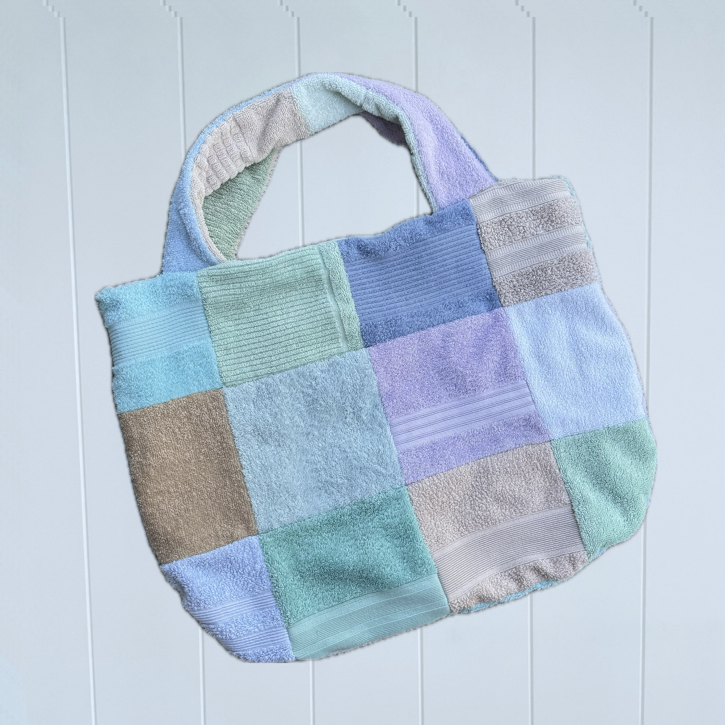 RETOWEL Large Patchwork Bag // Seaglass