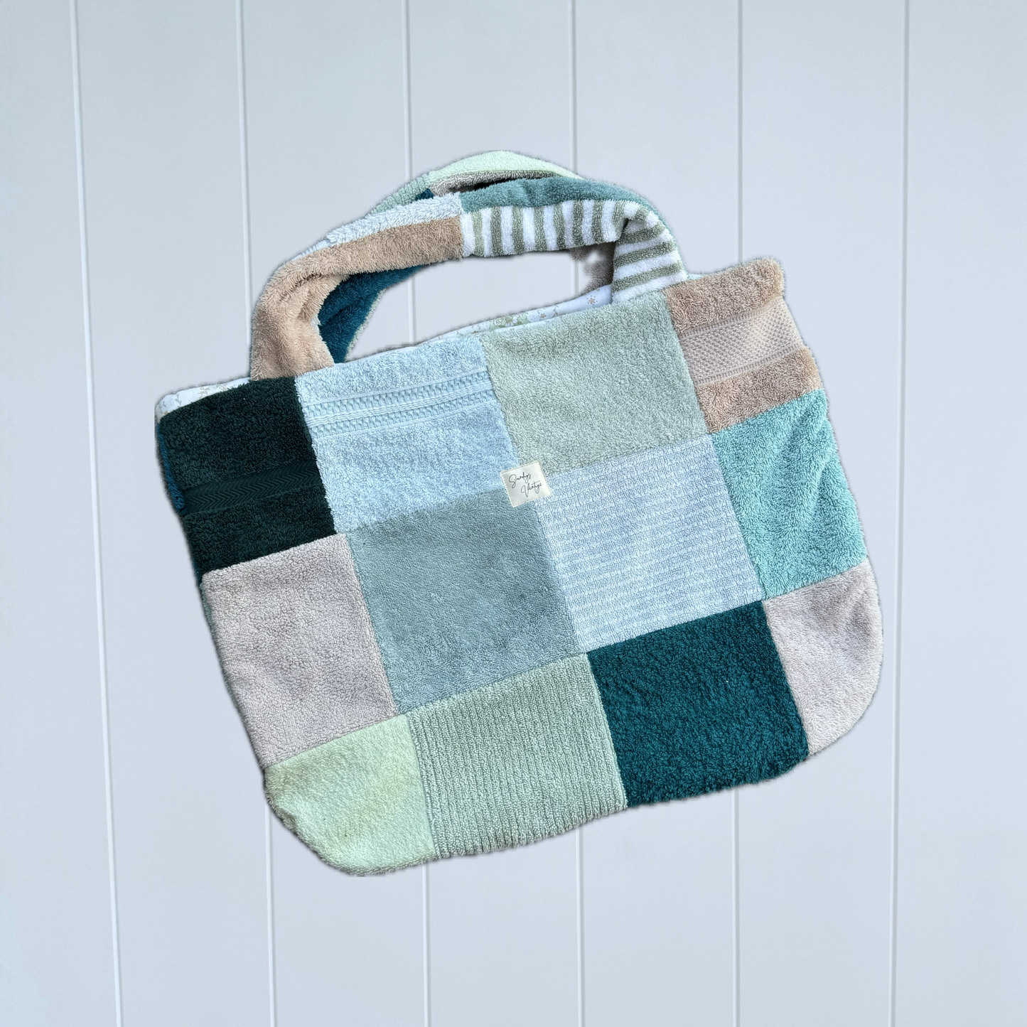 RETOWEL Large Patchwork Bag // Salt Sage