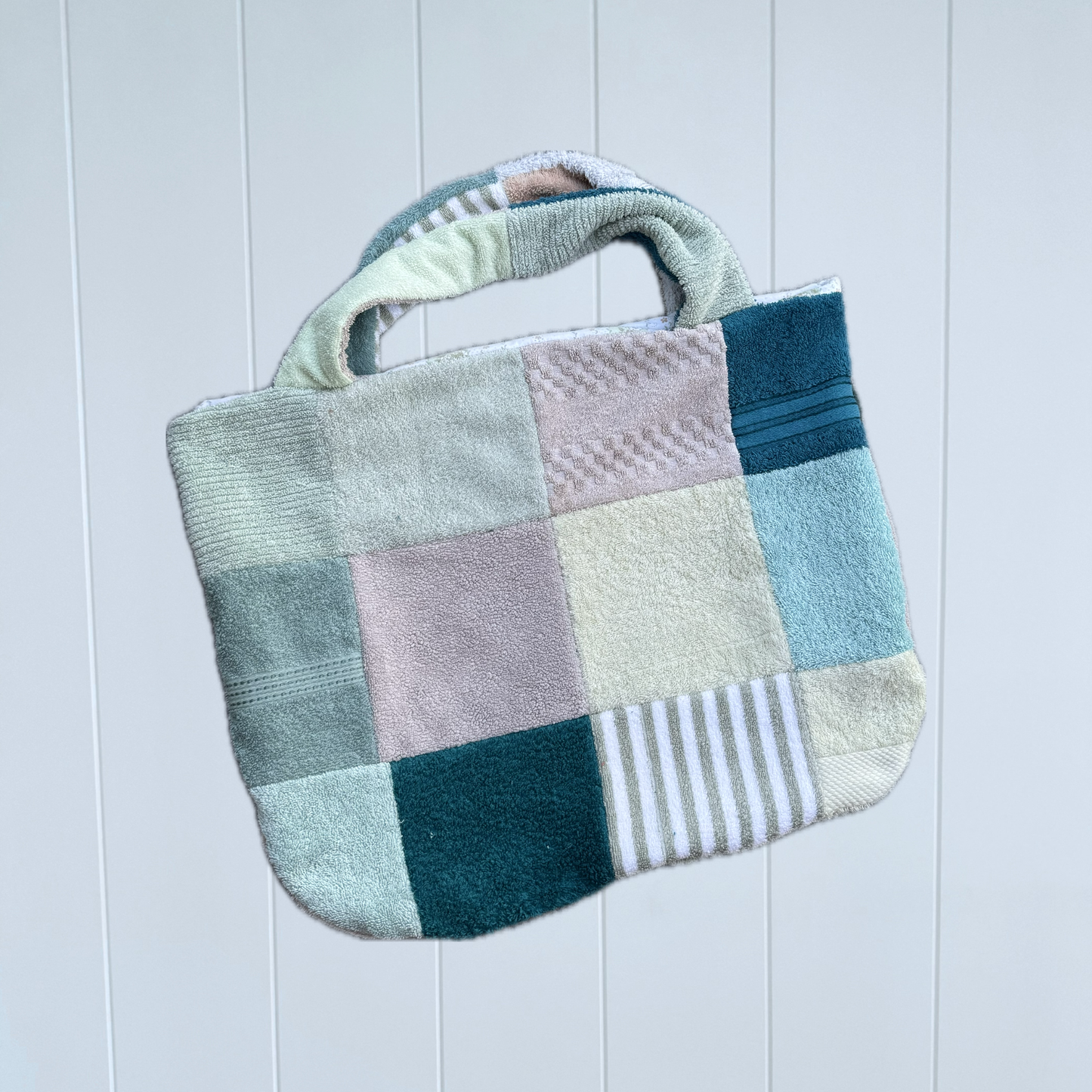 RETOWEL Large Patchwork Bag // Salt Sage