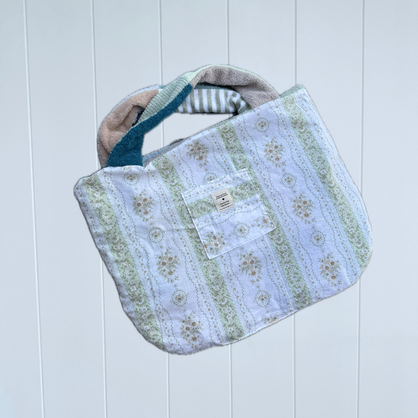 RETOWEL Large Patchwork Bag // Salt Sage