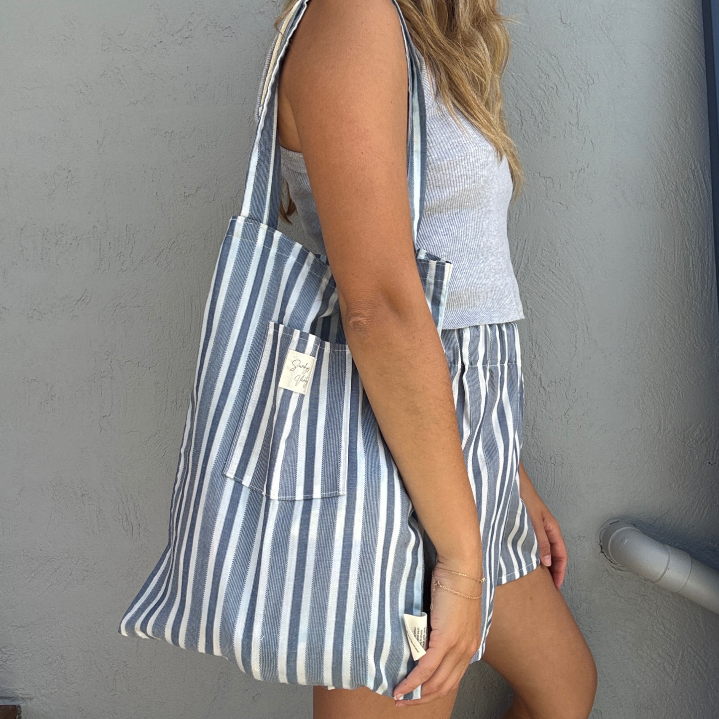 Sundays Market Tote - Blue Stripe
