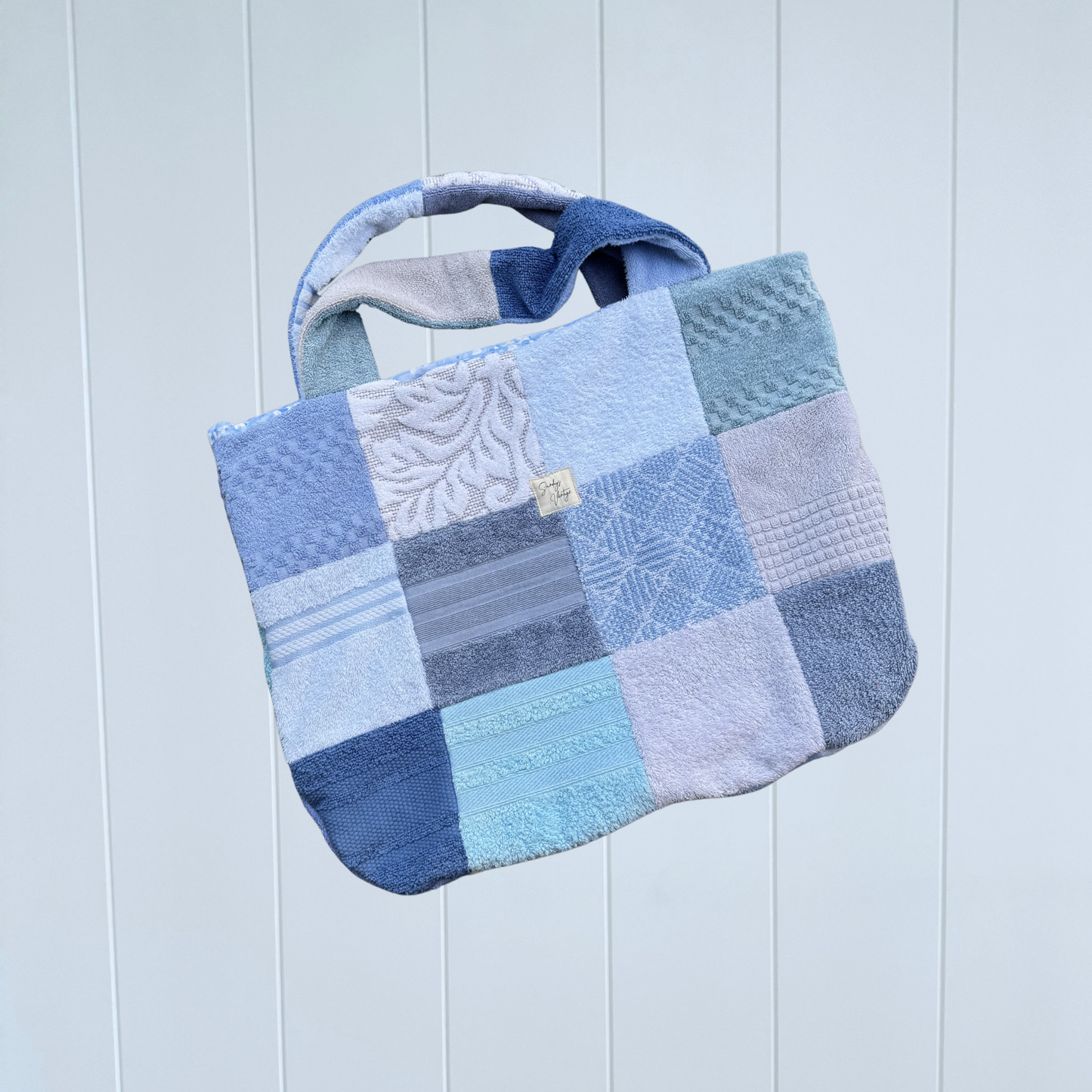 RETOWEL Large Patchwork Bag // Tidal Blue
