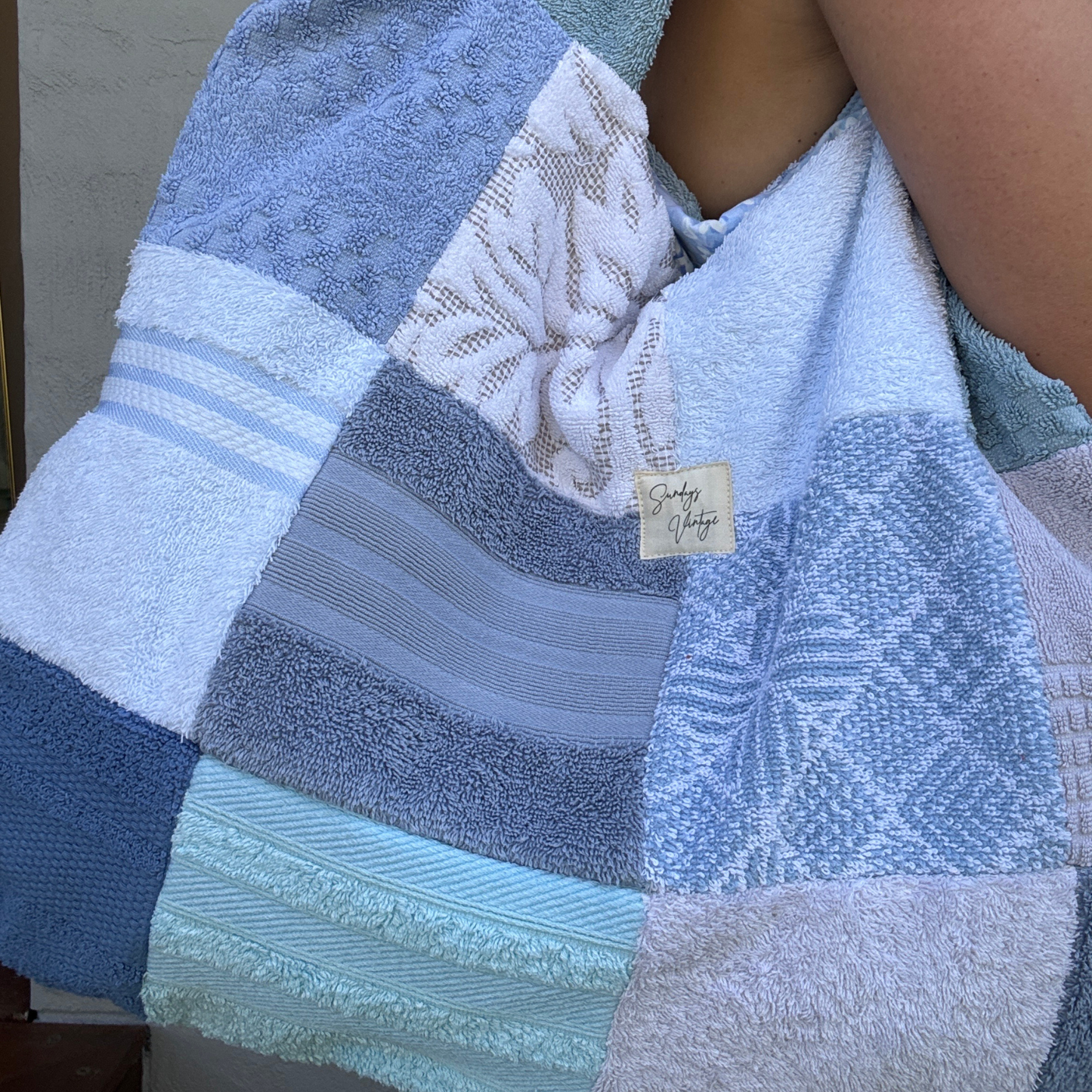 RETOWEL Large Patchwork Bag // Tidal Blue