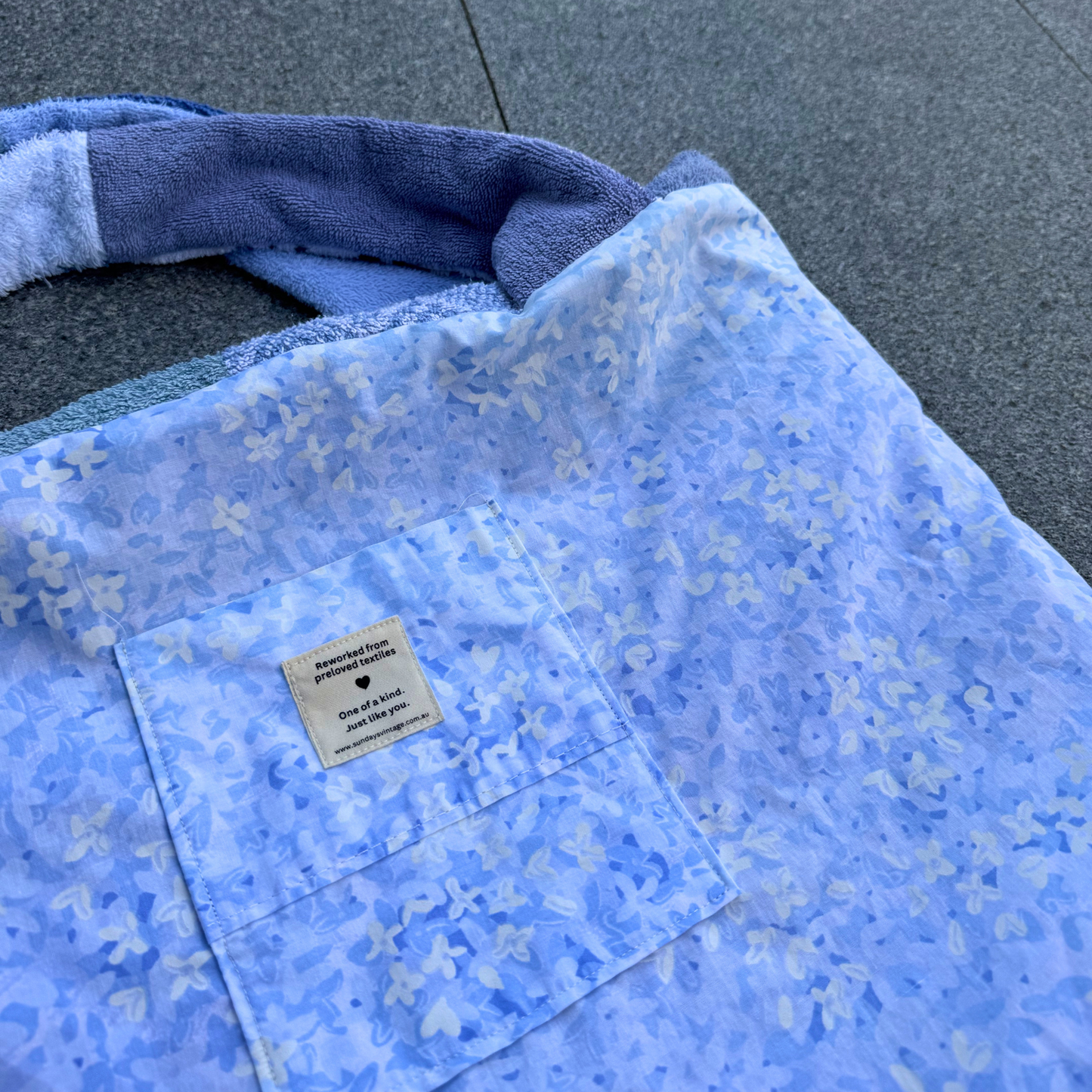 RETOWEL Large Patchwork Bag // Tidal Blue