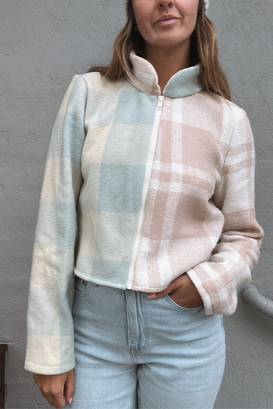 Sunday Snug Cropped Bomber - Oat Sky