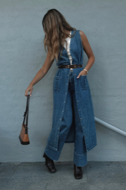 Vintage Denim Maxi Dress // Size 10