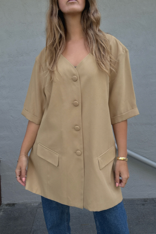 Vintage Sand Short Sleeve Blazer // Size 24