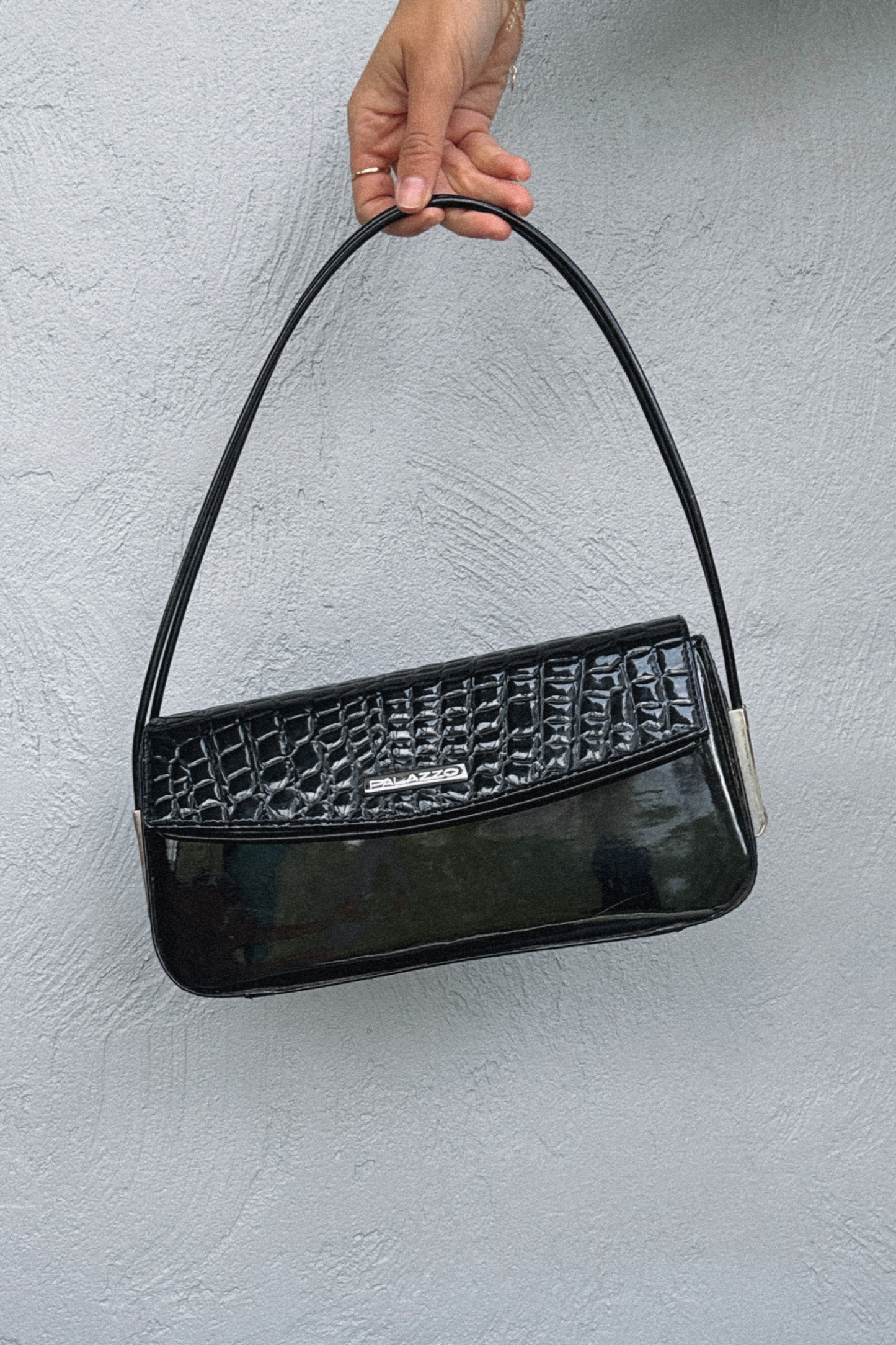 Vintage Palazzo Black Patent Shoulder Bag