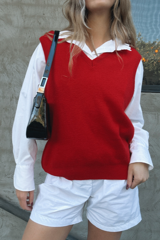 Red Wool Vest // Size 22