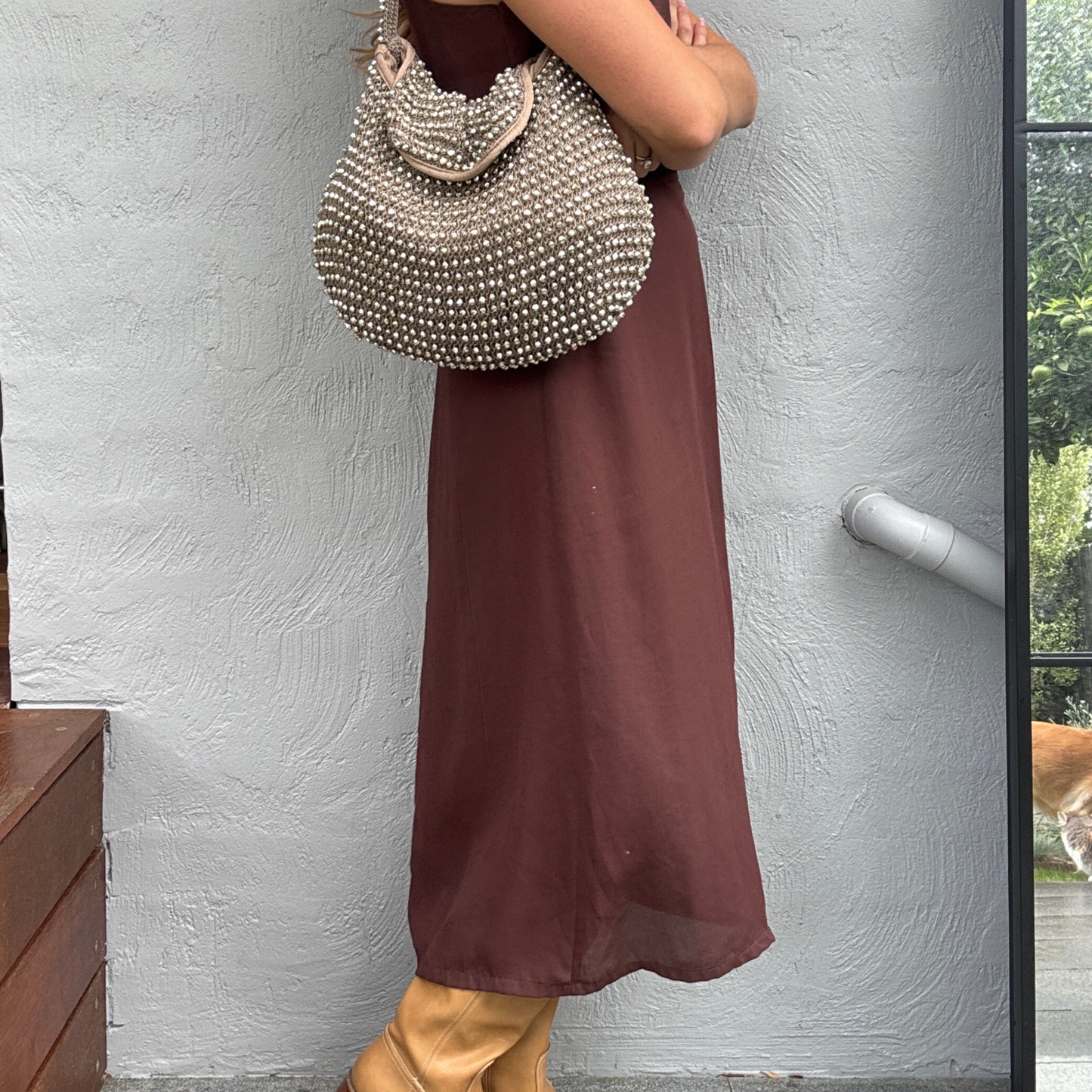 Chocolate Semi Sheer Slip Dress // Size 8-12