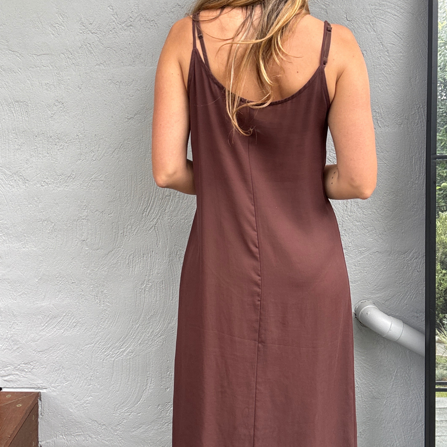 Chocolate Semi Sheer Slip Dress // Size 8-12
