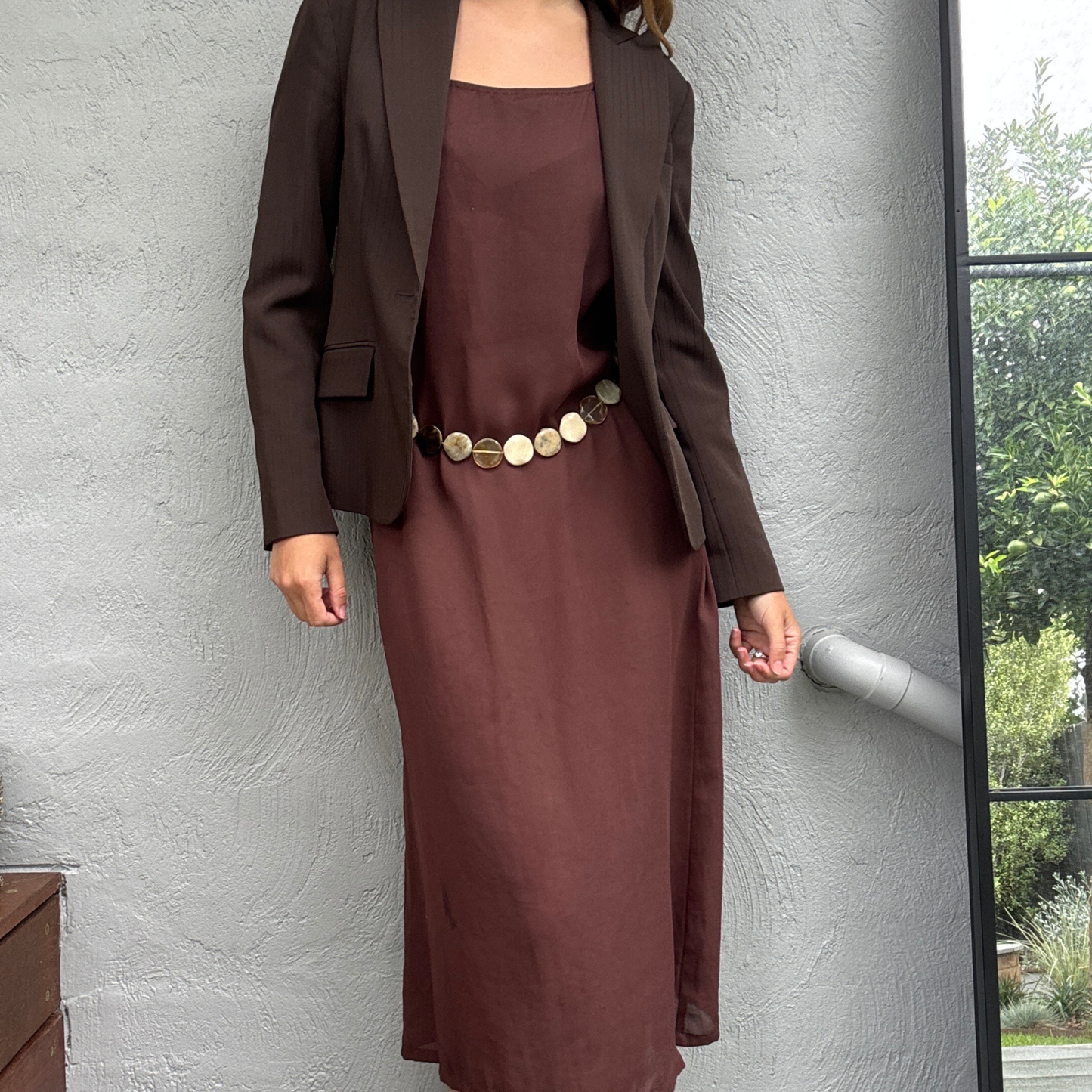 Chocolate Semi Sheer Slip Dress // Size 8-12