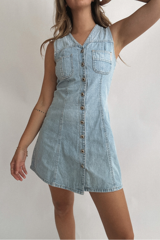 Vintage Denim Midi Dress // Size 8