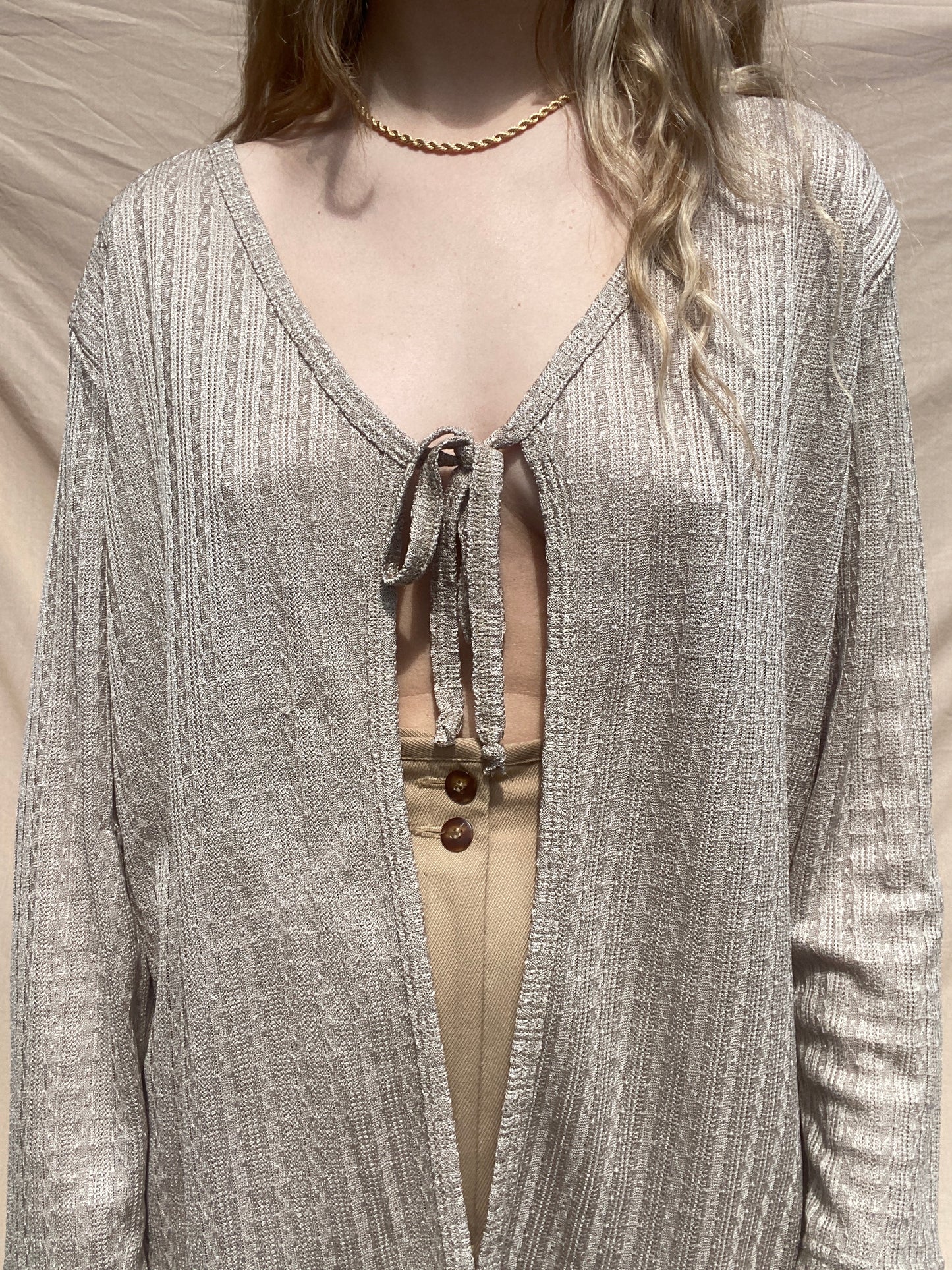 Beige Tie Front Top // Size 12