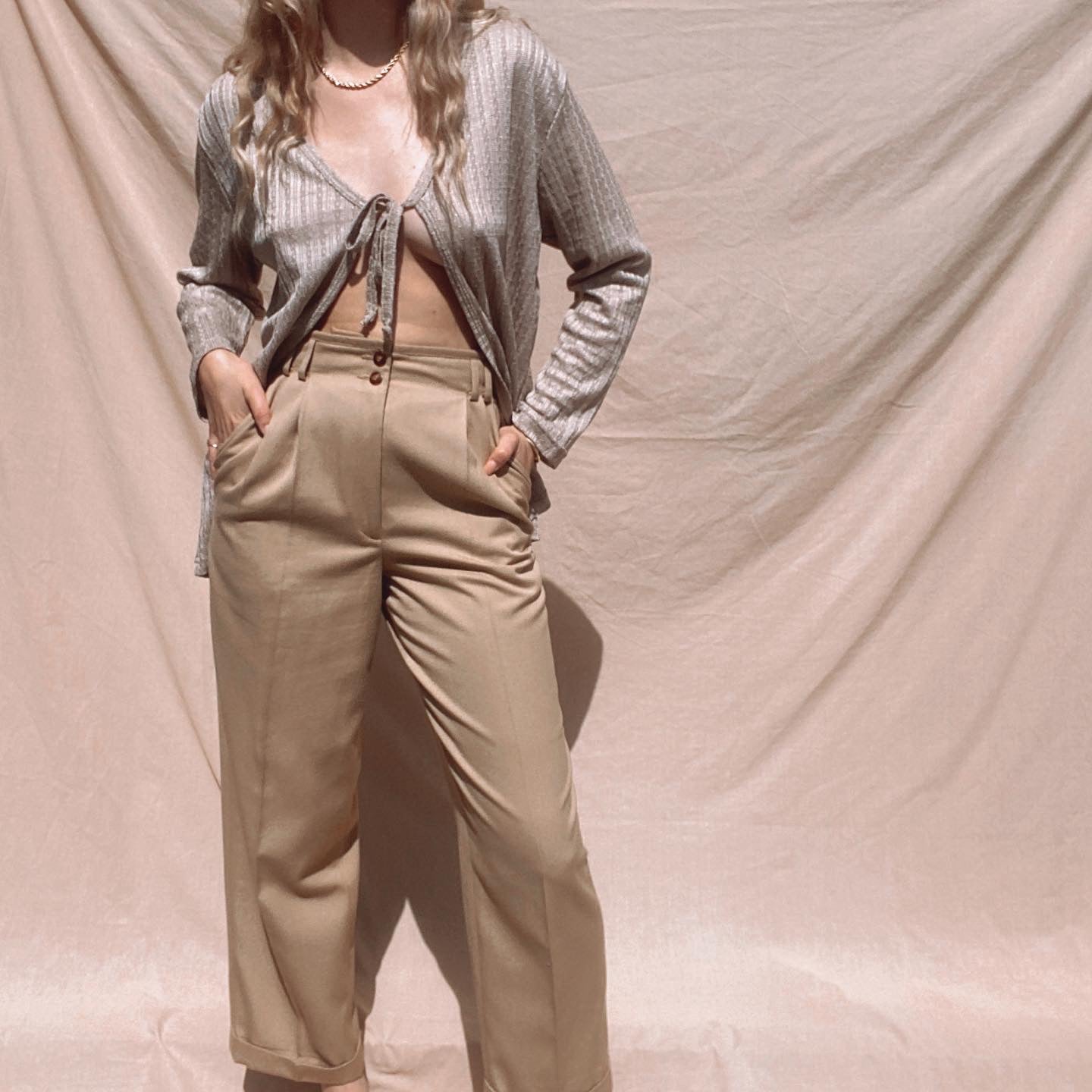 Beige Tie Front Top // Size 12